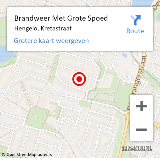 Locatie op kaart van de 112 melding: Brandweer Met Grote Spoed Naar Hengelo, Kretastraat op 5 maart 2016 23:30