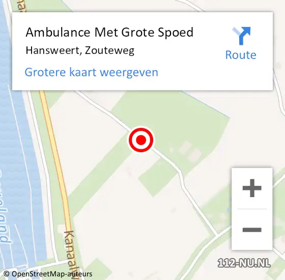 Locatie op kaart van de 112 melding: Ambulance Met Grote Spoed Naar Hansweert, Zouteweg op 6 maart 2016 00:28