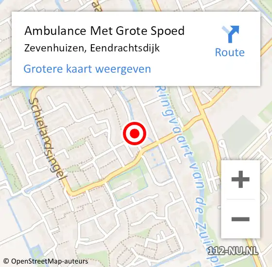 Locatie op kaart van de 112 melding: Ambulance Met Grote Spoed Naar Zevenhuizen, Eendrachtsdijk op 7 december 2013 22:52