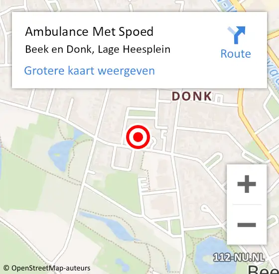 Locatie op kaart van de 112 melding: Ambulance Met Spoed Naar Beek en Donk, Lage Heesplein op 6 maart 2016 03:13