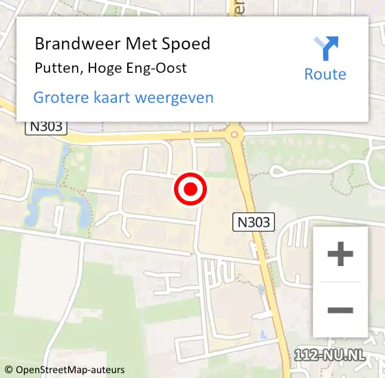 Locatie op kaart van de 112 melding: Brandweer Met Spoed Naar Putten, Hoge Eng-Oost op 6 maart 2016 03:45