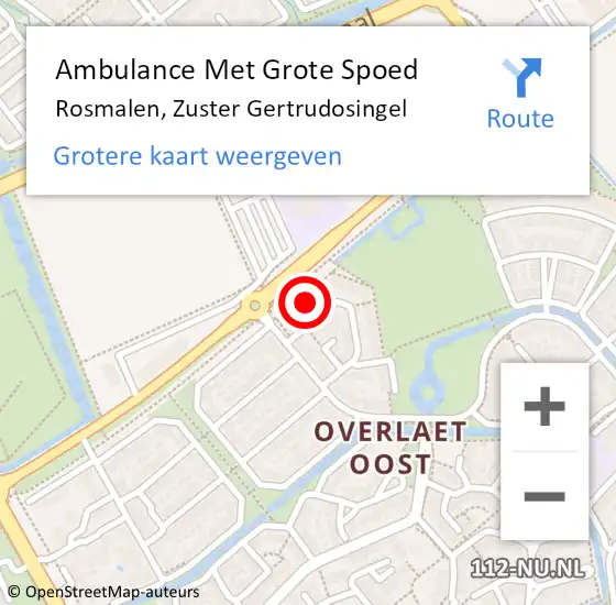 Locatie op kaart van de 112 melding: Ambulance Met Grote Spoed Naar Rosmalen, Zuster Gertrudosingel op 6 maart 2016 05:14