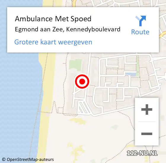 Locatie op kaart van de 112 melding: Ambulance Met Spoed Naar Egmond aan Zee, Kennedyboulevard op 6 maart 2016 07:42