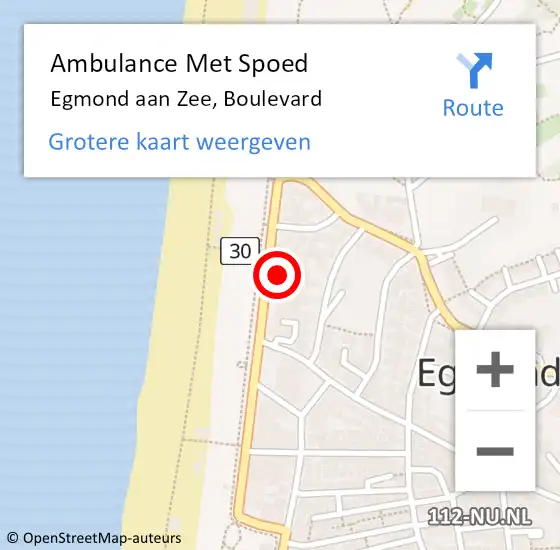 Locatie op kaart van de 112 melding: Ambulance Met Spoed Naar Egmond aan Zee, Boulevard op 6 maart 2016 08:53