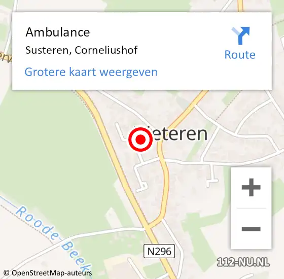 Locatie op kaart van de 112 melding: Ambulance Susteren, Corneliushof op 6 maart 2016 10:42