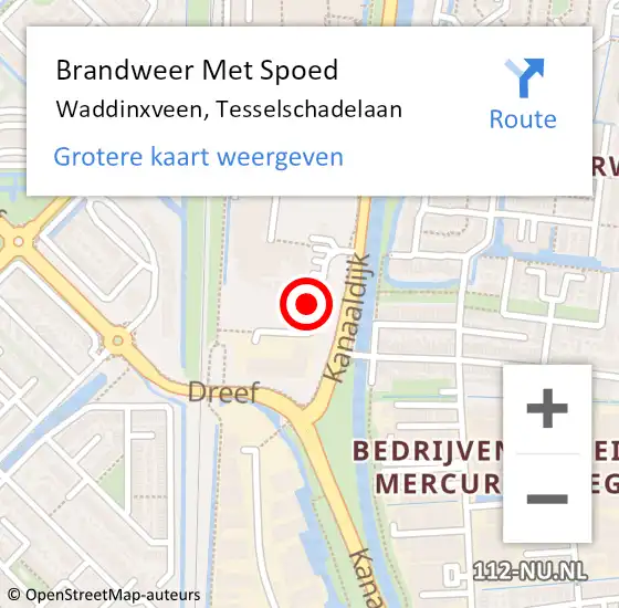 Locatie op kaart van de 112 melding: Brandweer Met Spoed Naar Waddinxveen, Tesselschadelaan op 6 maart 2016 10:55