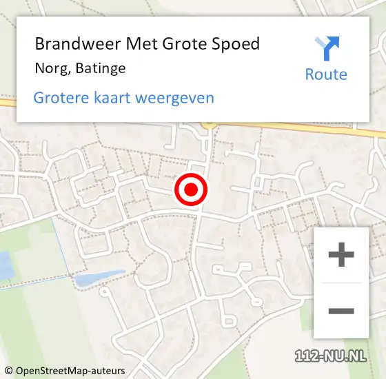 Locatie op kaart van de 112 melding: Brandweer Met Grote Spoed Naar Norg, Batinge op 6 maart 2016 11:09