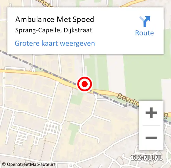 Locatie op kaart van de 112 melding: Ambulance Met Spoed Naar Sprang-Capelle, Dijkstraat op 6 maart 2016 11:23