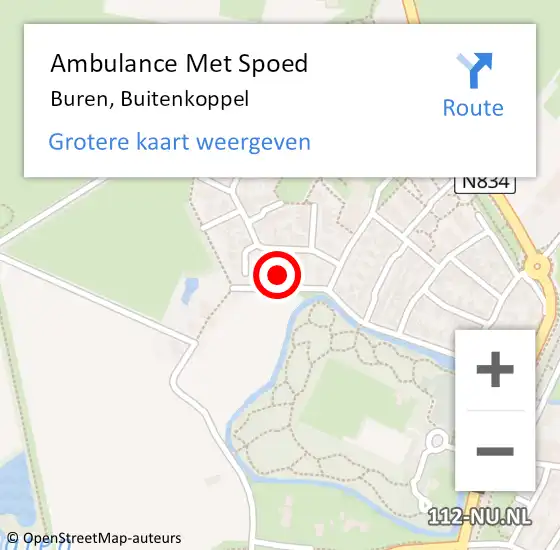 Locatie op kaart van de 112 melding: Ambulance Met Spoed Naar Buren, Buitenkoppel op 6 maart 2016 11:46