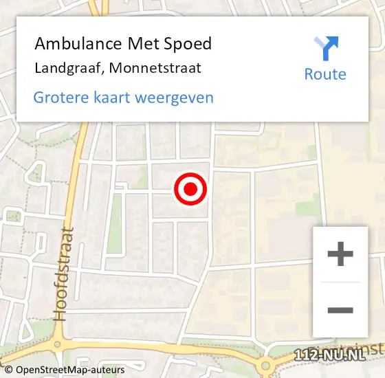 Locatie op kaart van de 112 melding: Ambulance Met Spoed Naar Landgraaf, Monnetstraat op 7 december 2013 23:47