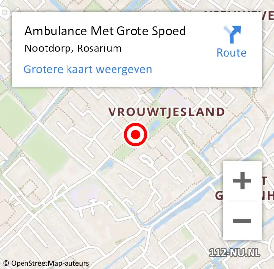 Locatie op kaart van de 112 melding: Ambulance Met Grote Spoed Naar Nootdorp, Rosarium op 6 maart 2016 11:56