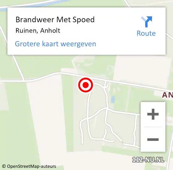 Locatie op kaart van de 112 melding: Brandweer Met Spoed Naar Ruinen, Anholt op 6 maart 2016 16:13