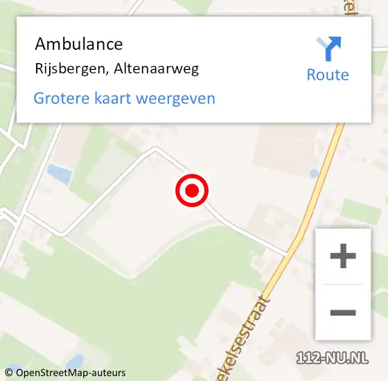 Locatie op kaart van de 112 melding: Ambulance Rijsbergen, Altenaarweg op 15 september 2013 11:06