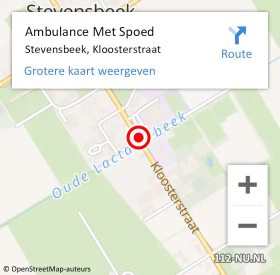 Locatie op kaart van de 112 melding: Ambulance Met Spoed Naar Stevensbeek, Kloosterstraat op 6 maart 2016 17:27