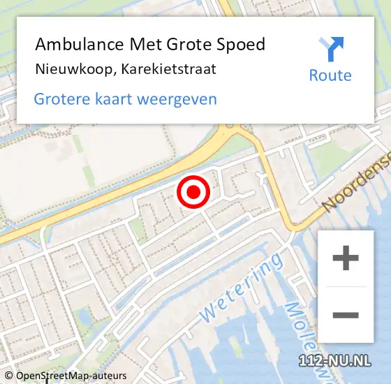 Locatie op kaart van de 112 melding: Ambulance Met Grote Spoed Naar Nieuwkoop, Karekietstraat op 6 maart 2016 18:12