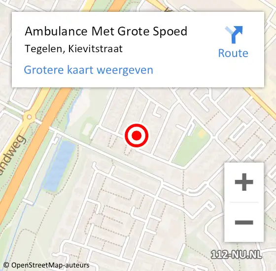 Locatie op kaart van de 112 melding: Ambulance Met Grote Spoed Naar Tegelen, Kievitstraat op 8 december 2013 00:46