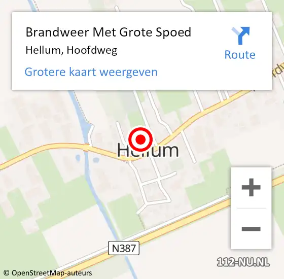 Locatie op kaart van de 112 melding: Brandweer Met Grote Spoed Naar Hellum, Hoofdweg op 6 maart 2016 18:51