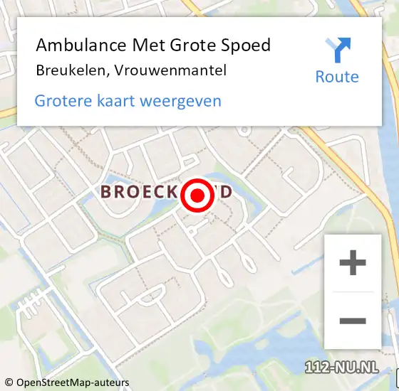 Locatie op kaart van de 112 melding: Ambulance Met Grote Spoed Naar Breukelen, Vrouwenmantel op 6 maart 2016 19:02