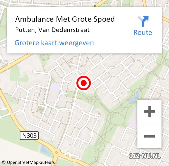 Locatie op kaart van de 112 melding: Ambulance Met Grote Spoed Naar Putten, Van Dedemstraat op 6 maart 2016 19:04