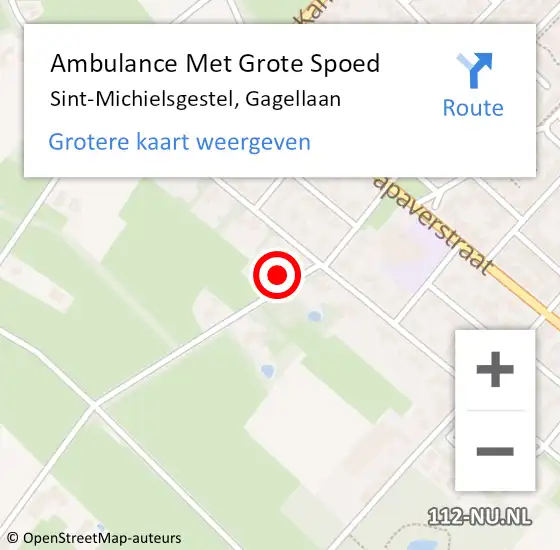 Locatie op kaart van de 112 melding: Ambulance Met Grote Spoed Naar Sint-Michielsgestel, Gagellaan op 6 maart 2016 19:07