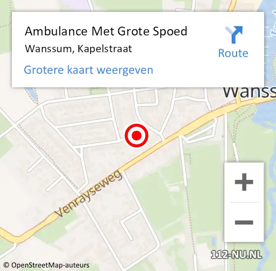 Locatie op kaart van de 112 melding: Ambulance Met Grote Spoed Naar Wanssum, Kapelstraat op 6 maart 2016 20:34