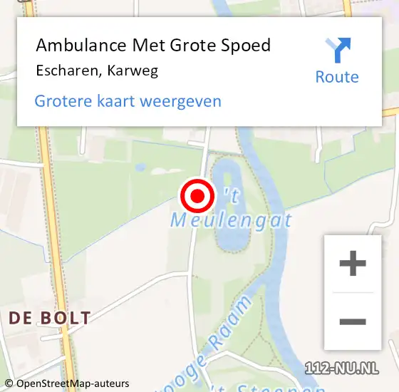 Locatie op kaart van de 112 melding: Ambulance Met Grote Spoed Naar Escharen, Karweg op 6 maart 2016 20:40