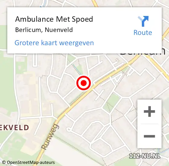 Locatie op kaart van de 112 melding: Ambulance Met Spoed Naar Berlicum, Nuenveld op 6 maart 2016 21:00