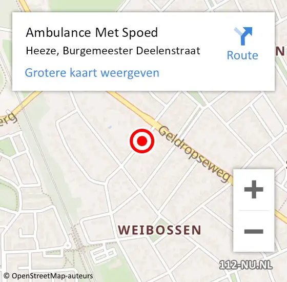 Locatie op kaart van de 112 melding: Ambulance Met Spoed Naar Heeze, Burgemeester Deelenstraat op 7 maart 2016 00:34