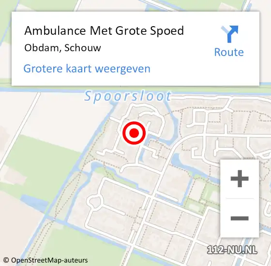 Locatie op kaart van de 112 melding: Ambulance Met Grote Spoed Naar Obdam, Schouw op 7 maart 2016 03:32