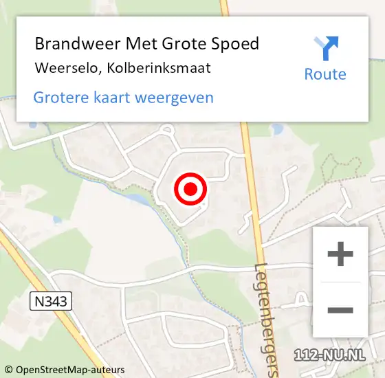 Locatie op kaart van de 112 melding: Brandweer Met Grote Spoed Naar Weerselo, Kolberinksmaat op 8 december 2013 01:42