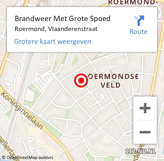 Locatie op kaart van de 112 melding: Brandweer Met Grote Spoed Naar Roermond, Vlaanderenstraat op 7 maart 2016 05:40