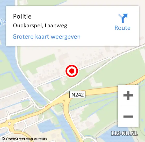 Locatie op kaart van de 112 melding: Politie Oudkarspel, Laanweg op 7 maart 2016 08:00