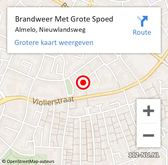 Locatie op kaart van de 112 melding: Brandweer Met Grote Spoed Naar Almelo, Nieuwlandsweg op 8 december 2013 02:20