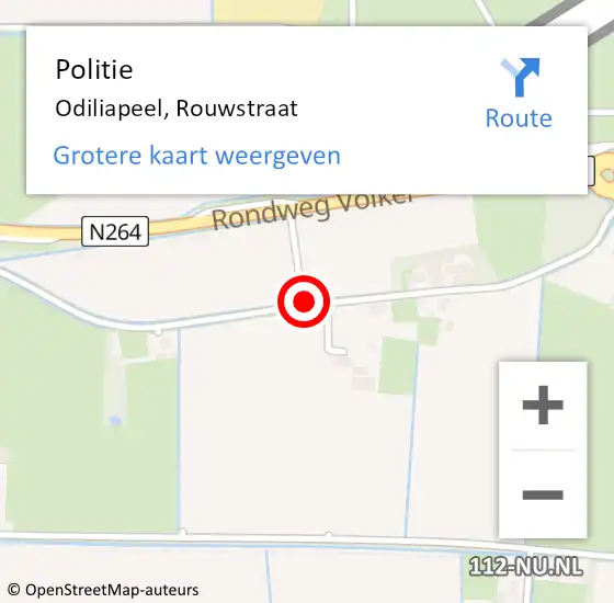 Locatie op kaart van de 112 melding: Politie Odiliapeel, Rouwstraat op 7 maart 2016 09:11