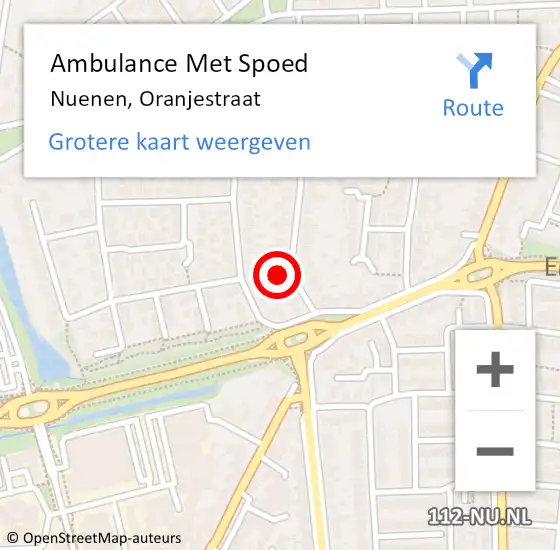 Locatie op kaart van de 112 melding: Ambulance Met Spoed Naar Nuenen, Oranjestraat op 7 maart 2016 10:22