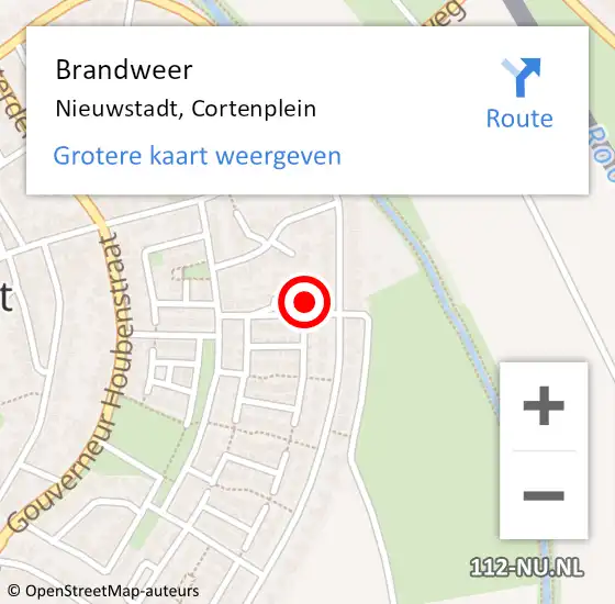 Locatie op kaart van de 112 melding: Brandweer Nieuwstadt, Cortenplein op 7 maart 2016 10:27