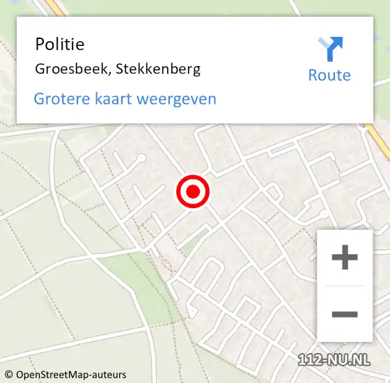 Locatie op kaart van de 112 melding: Politie Groesbeek, Stekkenberg op 7 maart 2016 10:39