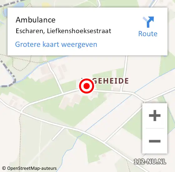 Locatie op kaart van de 112 melding: Ambulance Escharen, Liefkenshoeksestraat op 7 maart 2016 10:53