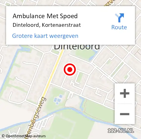 Locatie op kaart van de 112 melding: Ambulance Met Spoed Naar Dinteloord, Kortenaerstraat op 7 maart 2016 10:59