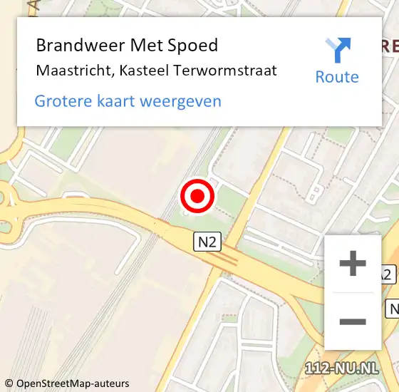 Locatie op kaart van de 112 melding: Brandweer Met Spoed Naar Maastricht, Kasteel Terwormstraat op 7 maart 2016 12:04