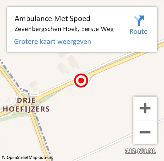 Locatie op kaart van de 112 melding: Ambulance Met Spoed Naar Zevenbergschen Hoek, Eerste Weg op 7 maart 2016 12:08