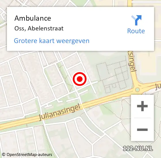 Locatie op kaart van de 112 melding: Ambulance Oss, Abelenstraat op 7 maart 2016 12:08