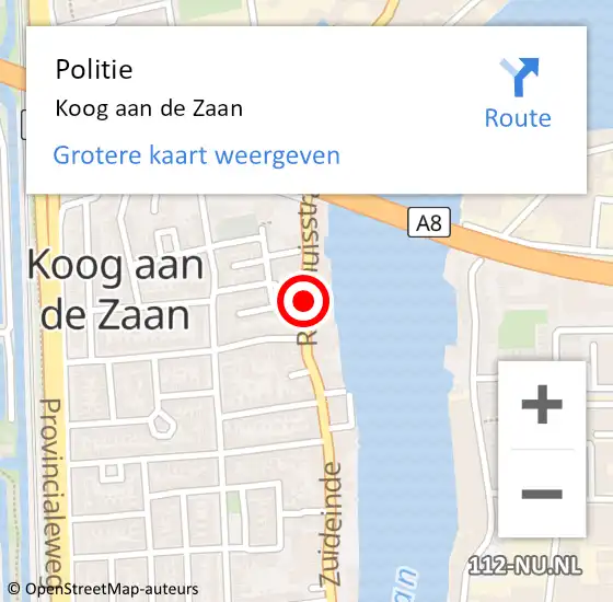 Locatie op kaart van de 112 melding: Politie Koog aan de Zaan op 7 maart 2016 13:12