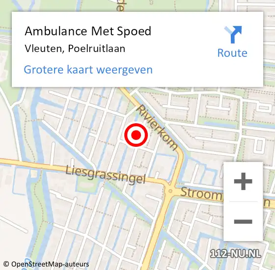 Locatie op kaart van de 112 melding: Ambulance Met Spoed Naar Vleuten, Poelruitlaan op 7 maart 2016 13:23