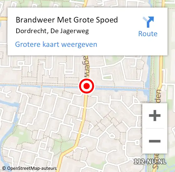 Locatie op kaart van de 112 melding: Brandweer Met Grote Spoed Naar Dordrecht, De Jagerweg op 7 maart 2016 14:10