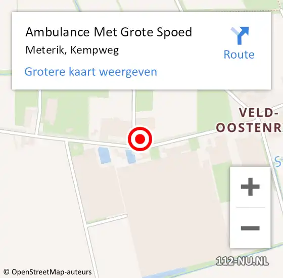 Locatie op kaart van de 112 melding: Ambulance Met Grote Spoed Naar Meterik, Kempweg op 7 maart 2016 15:42