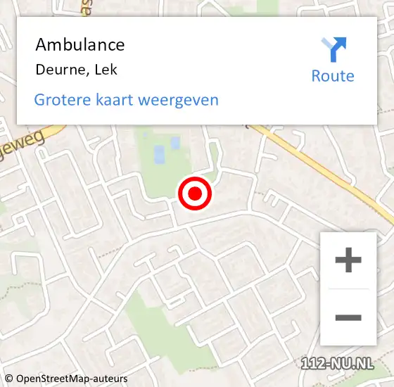 Locatie op kaart van de 112 melding: Ambulance Deurne, Lek op 7 maart 2016 15:52