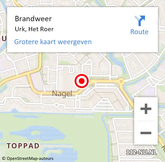 Locatie op kaart van de 112 melding: Brandweer Urk, Het Roer op 7 maart 2016 16:19