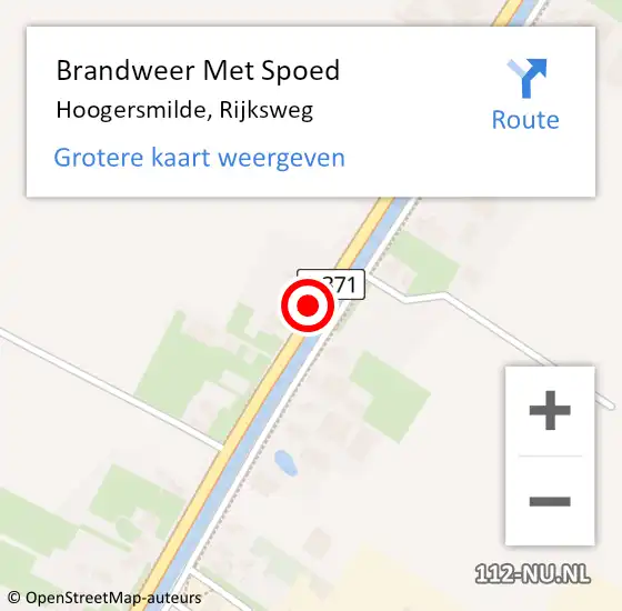 Locatie op kaart van de 112 melding: Brandweer Met Spoed Naar Hoogersmilde, Rijksweg op 8 december 2013 04:17