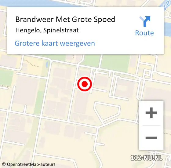 Locatie op kaart van de 112 melding: Brandweer Met Grote Spoed Naar Hengelo, Spinelstraat op 7 maart 2016 16:57